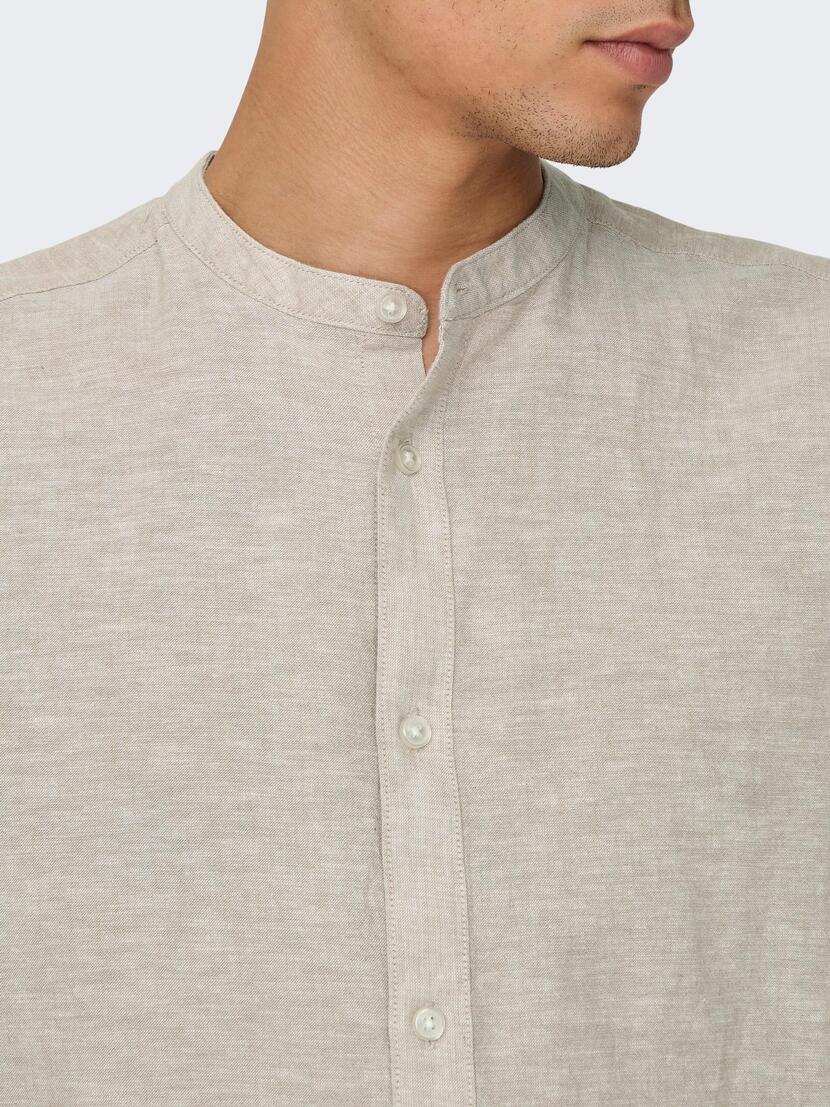 ONSCAIDEN LS SOLID LINEN MAO SHIRT  NOOS