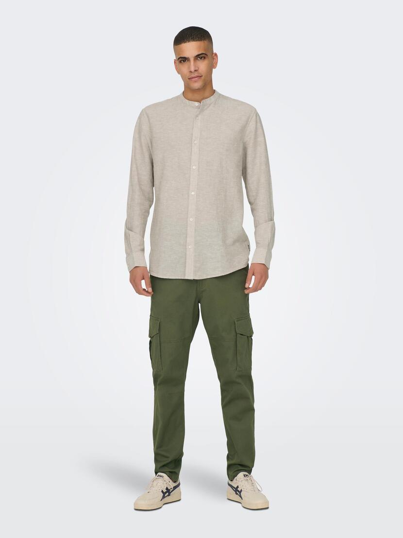 ONSCAIDEN LS SOLID LINEN MAO SHIRT  NOOS