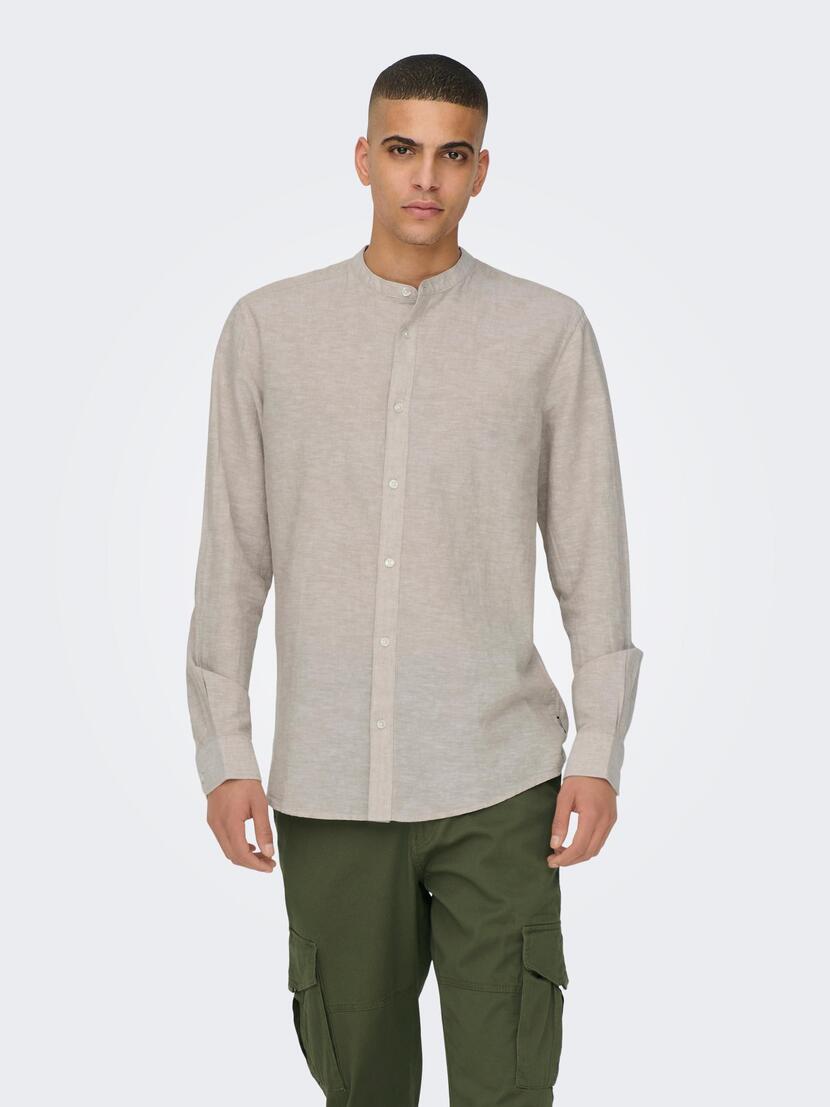 ONSCAIDEN LS SOLID LINEN MAO SHIRT  NOOS