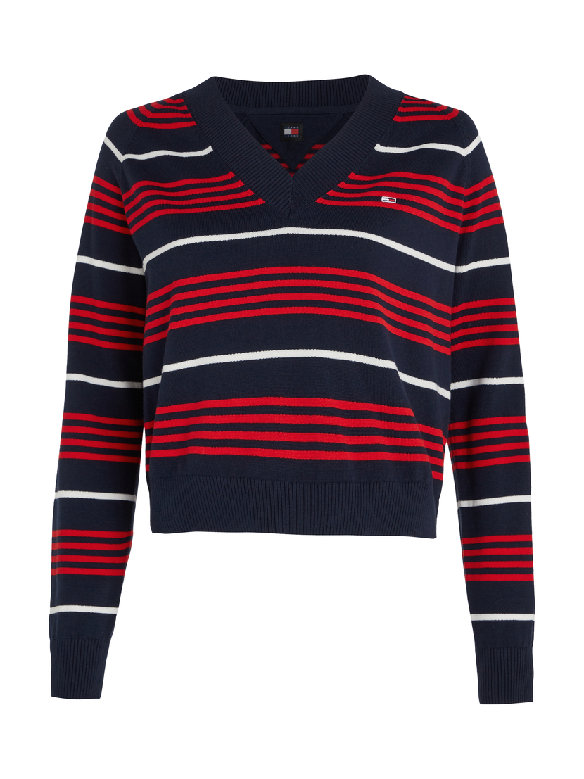 DW0DW18652 TJW V-NECK STRIPE SWEATER