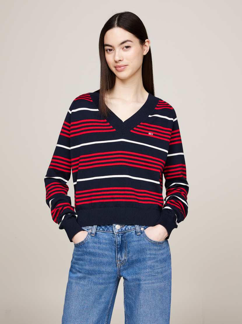 DW0DW18652 TJW V-NECK STRIPE SWEATER