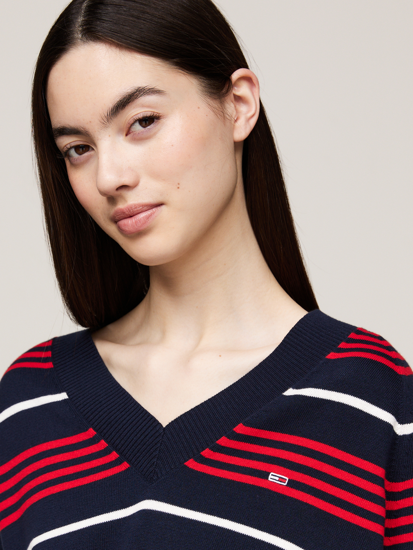 DW0DW18652 TJW V-NECK STRIPE SWEATER