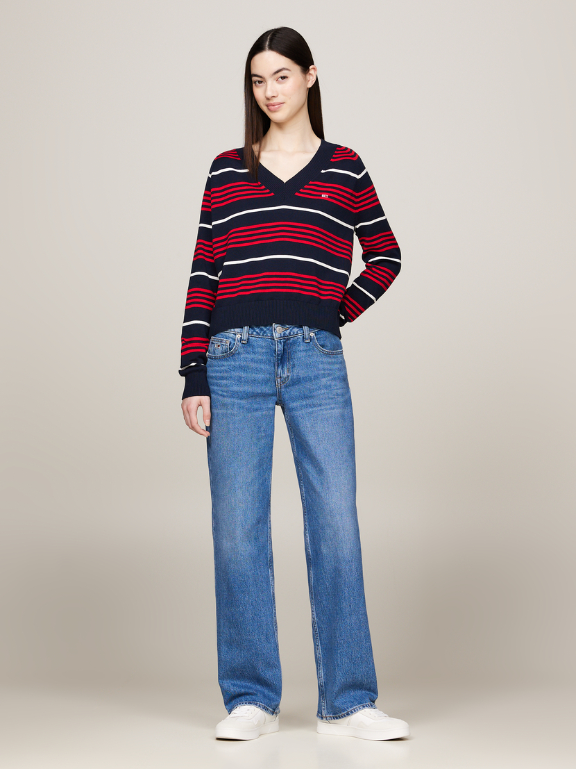 DW0DW18652 TJW V-NECK STRIPE SWEATER