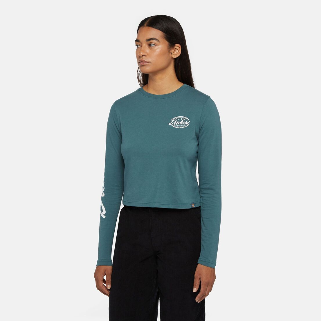 DICKIES GLOBE TEE LS W LINCOLN GREEN