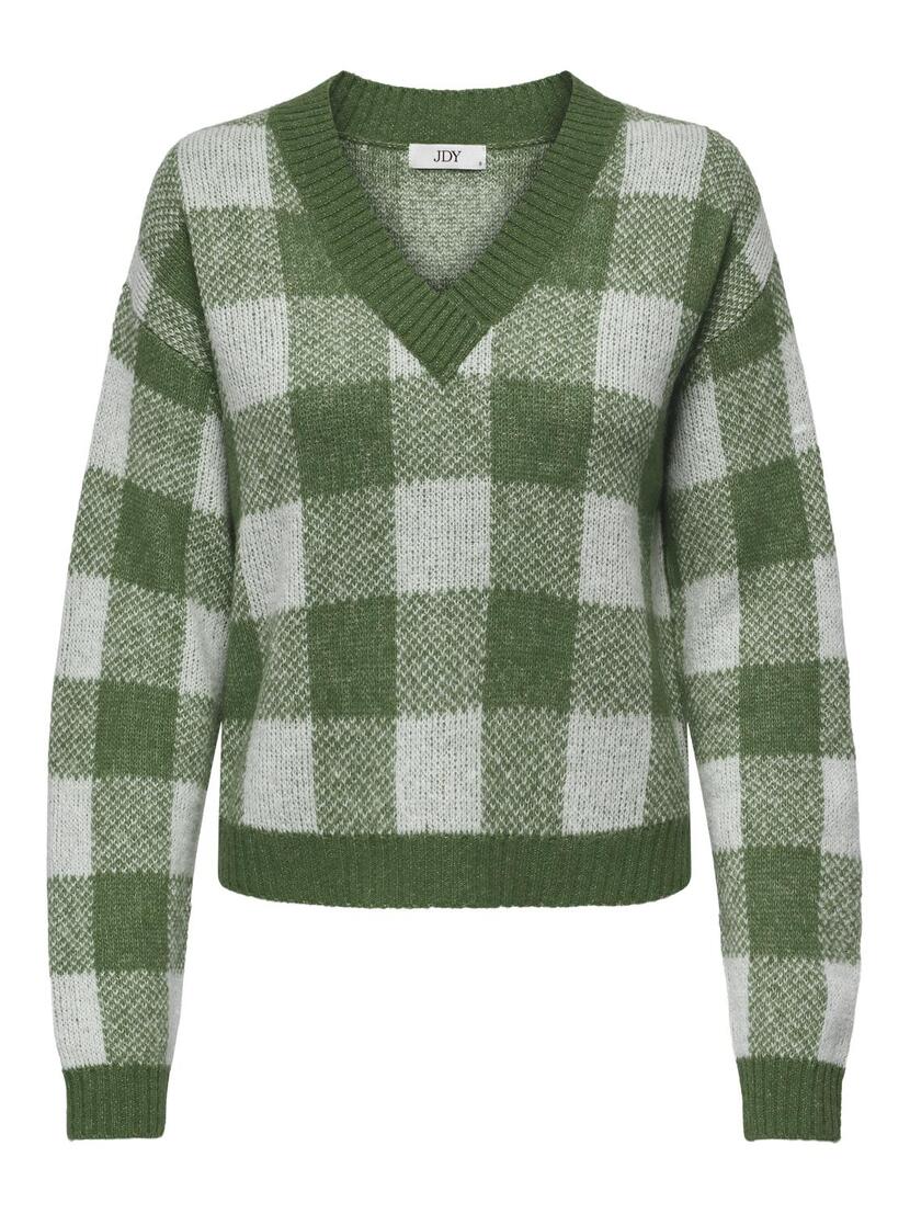 JDYAUTUMN L/S V-NECK CHECK PULLOV K NT