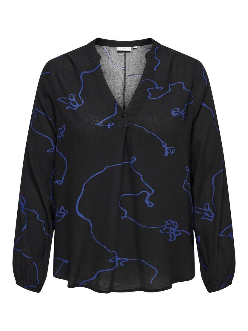 CARAGNIS L/S V-NECK TOP AOP