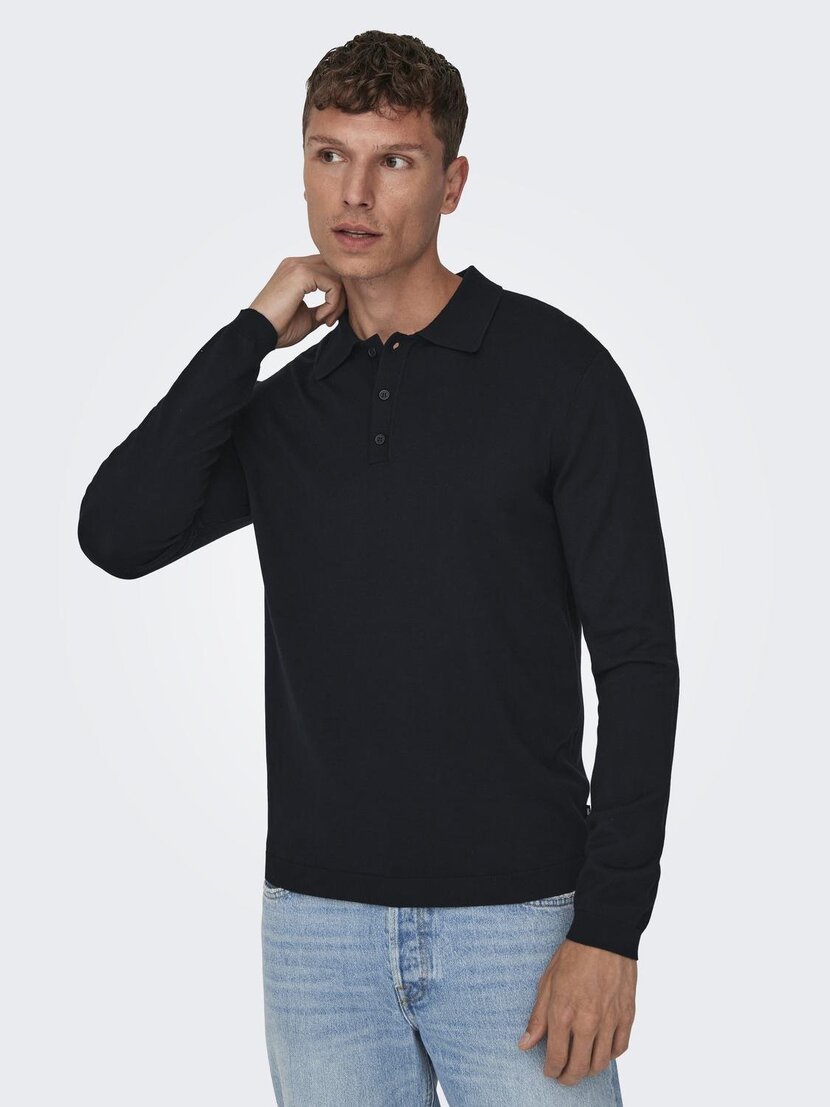 ONSWYLER LIFE REG 14 LS POLO KNIT N OOS