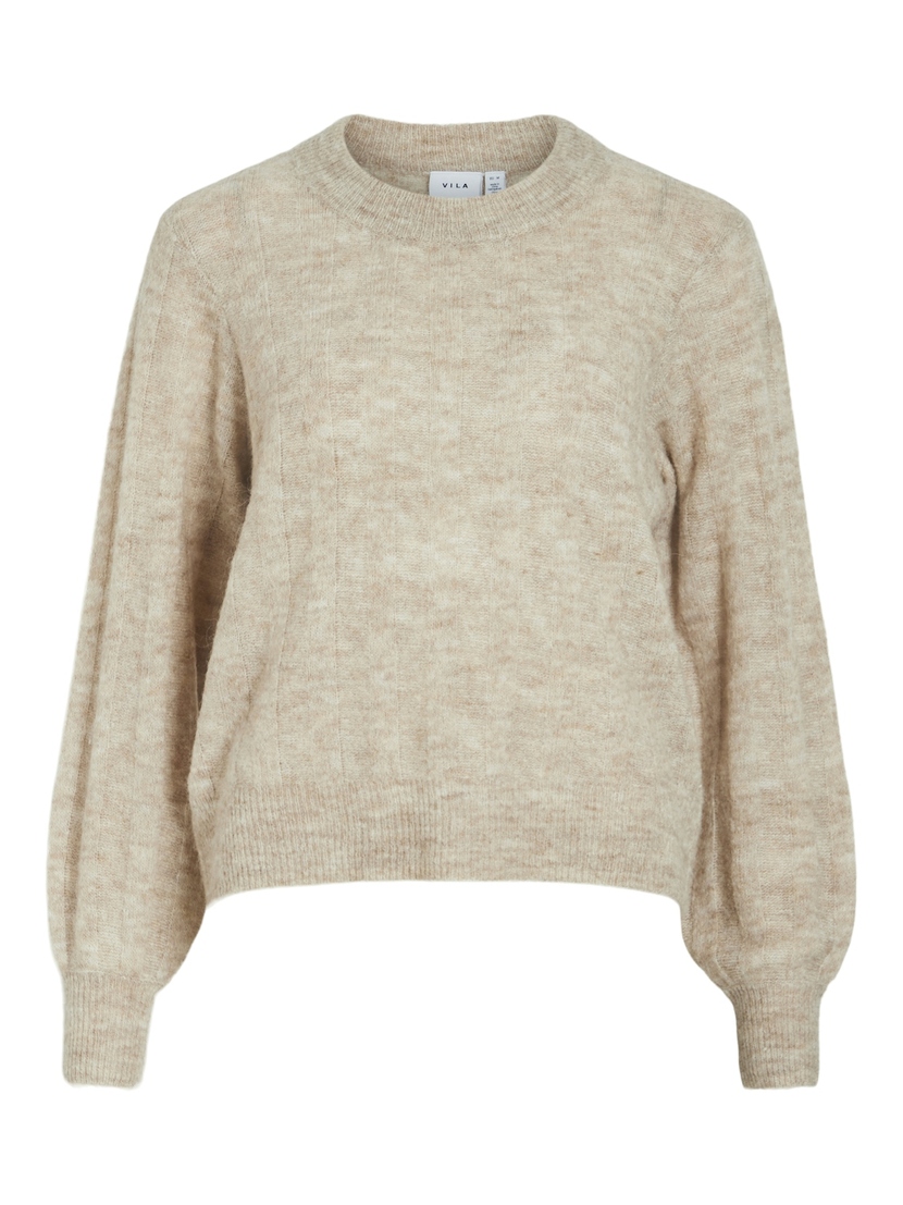 VILORY O-NECK L/S RIB KNIT TOP