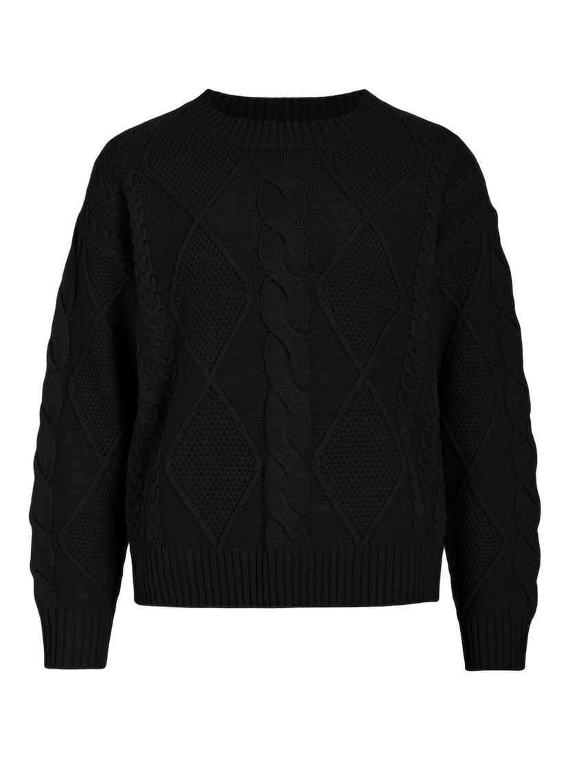 VILOU O-NECK L/S CABLE KNIT TOP - NOOS