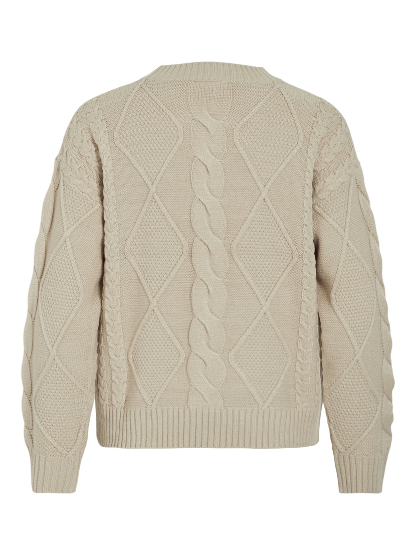 VILOU O-NECK L/S CABLE KNIT TOP - NOOS