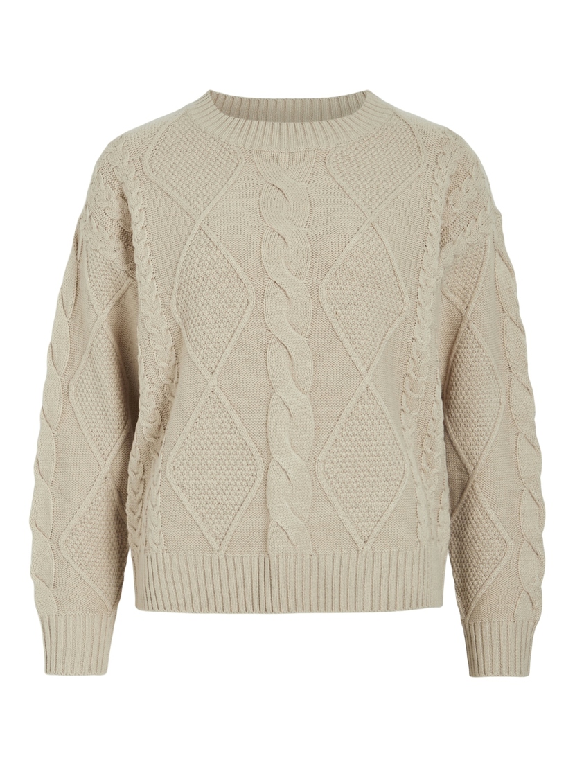 VILOU O-NECK L/S CABLE KNIT TOP - NOOS