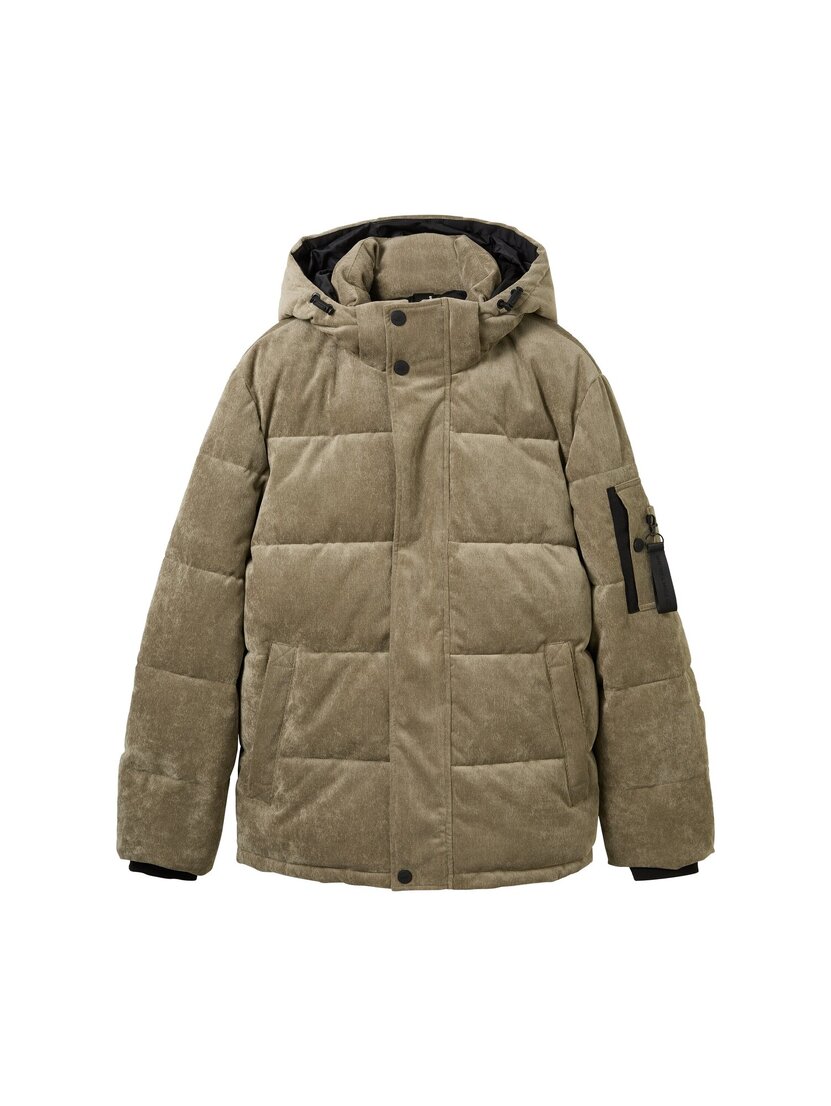 1042208 cord puffer jacket with hood