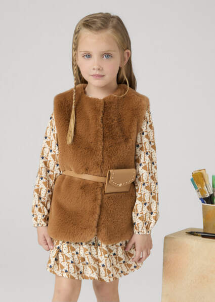 Fur vest with belt