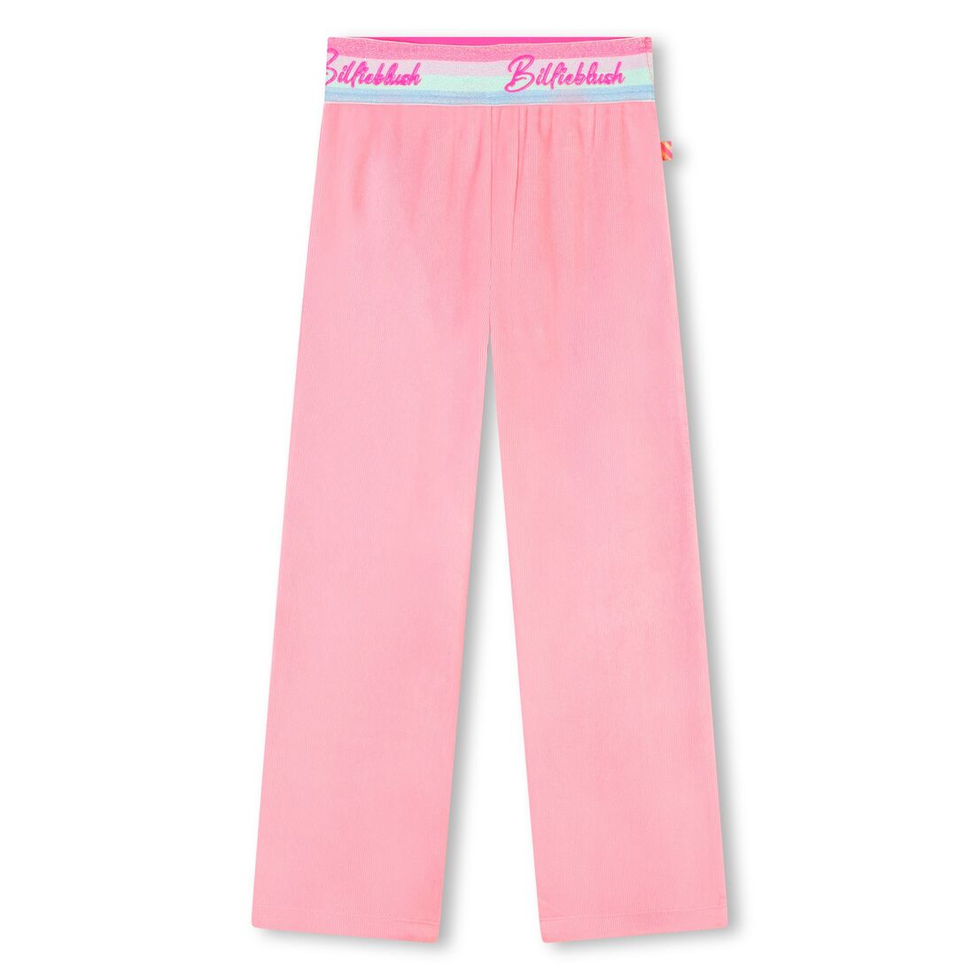 Velvet trousers, \"Billieblush\" elastic at waist,