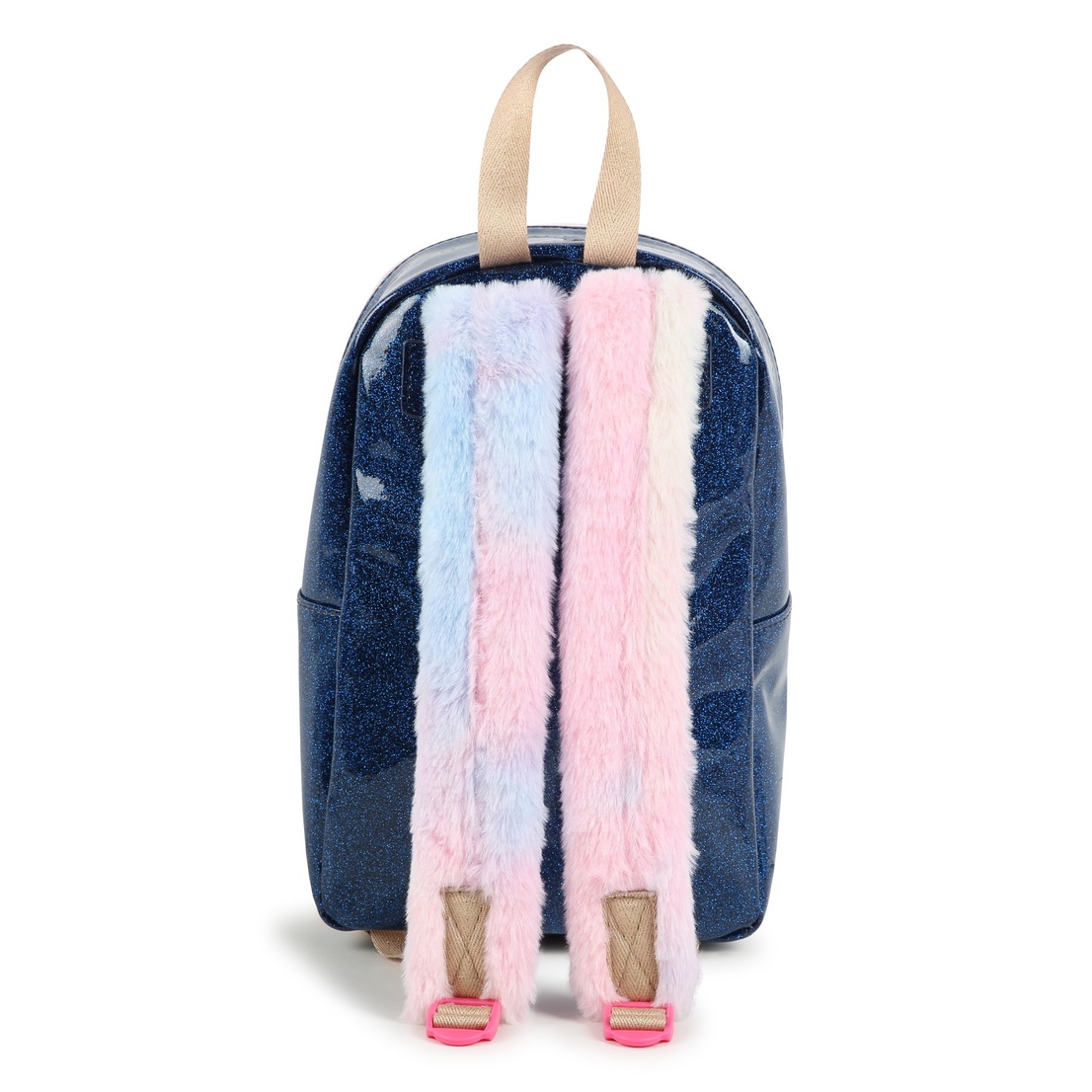 Small backpack, glitter coated fabric. Colored fau