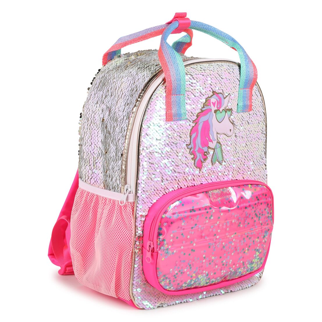 Backpack, in reversible sequins, neon polyester, a