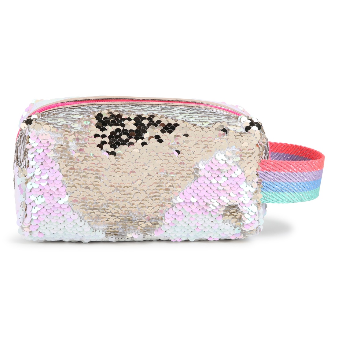 Pencil case, reversible sequins, gold coated fabri