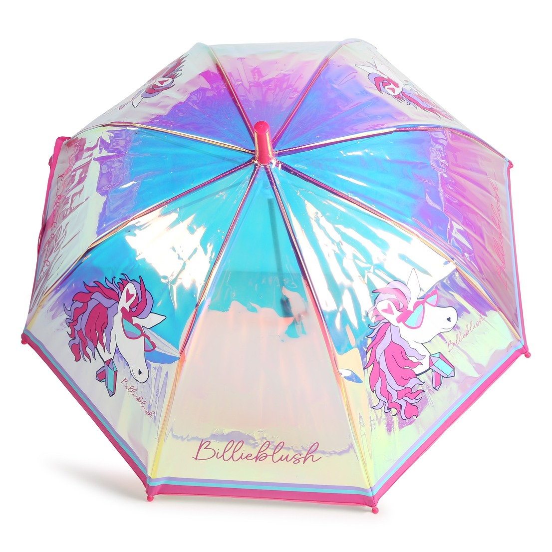 Umbrella, iridescent clear PVC. \"Pegaze\" fancy i