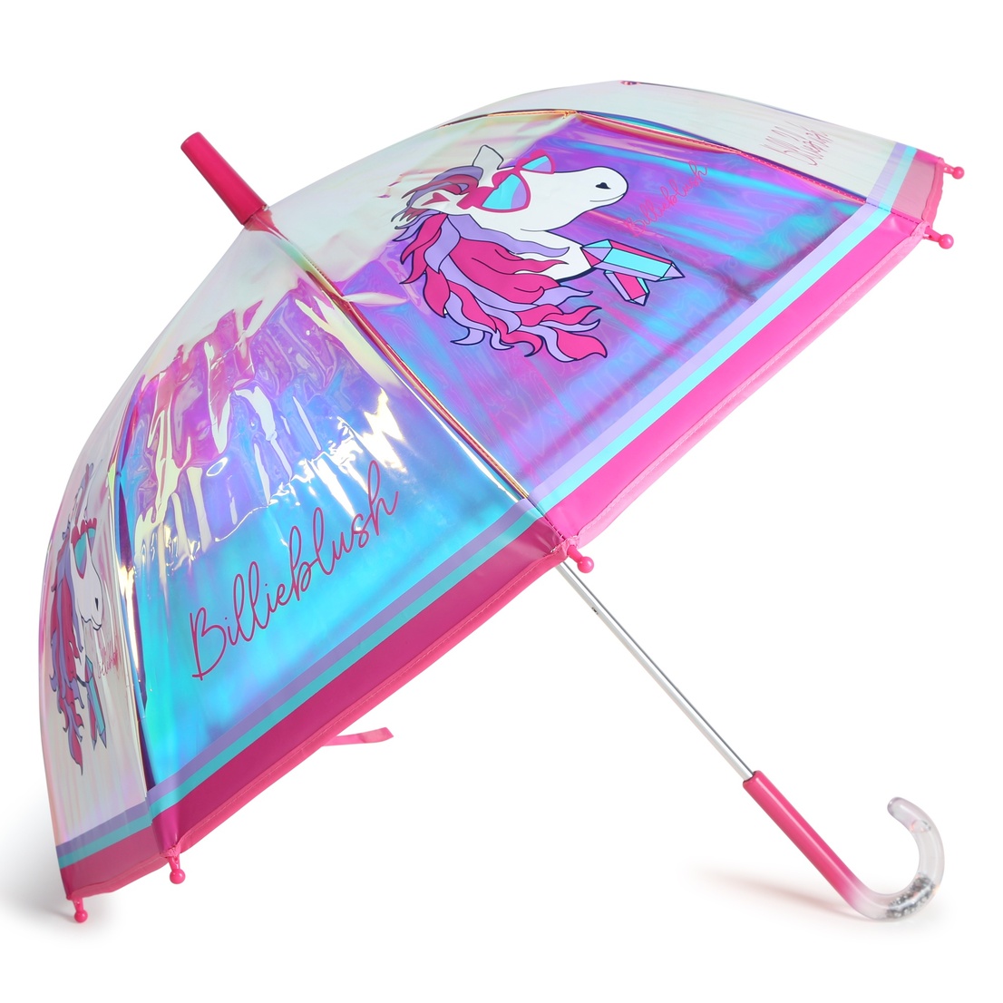 Umbrella, iridescent clear PVC. \"Pegaze\" fancy i