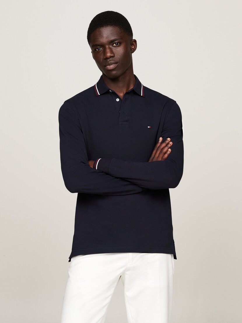 MW0MW33191 L/S TIPPED SLIM FIT POLO