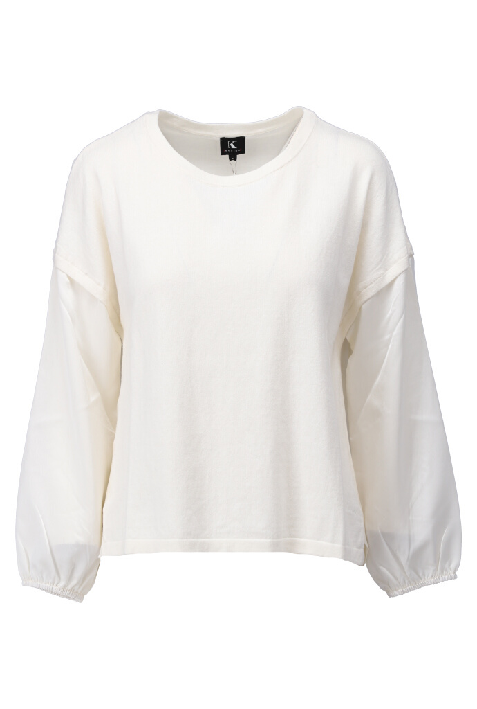 Crew neck sweater with satin