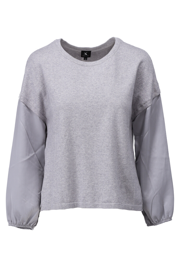 Crew neck sweater with satin