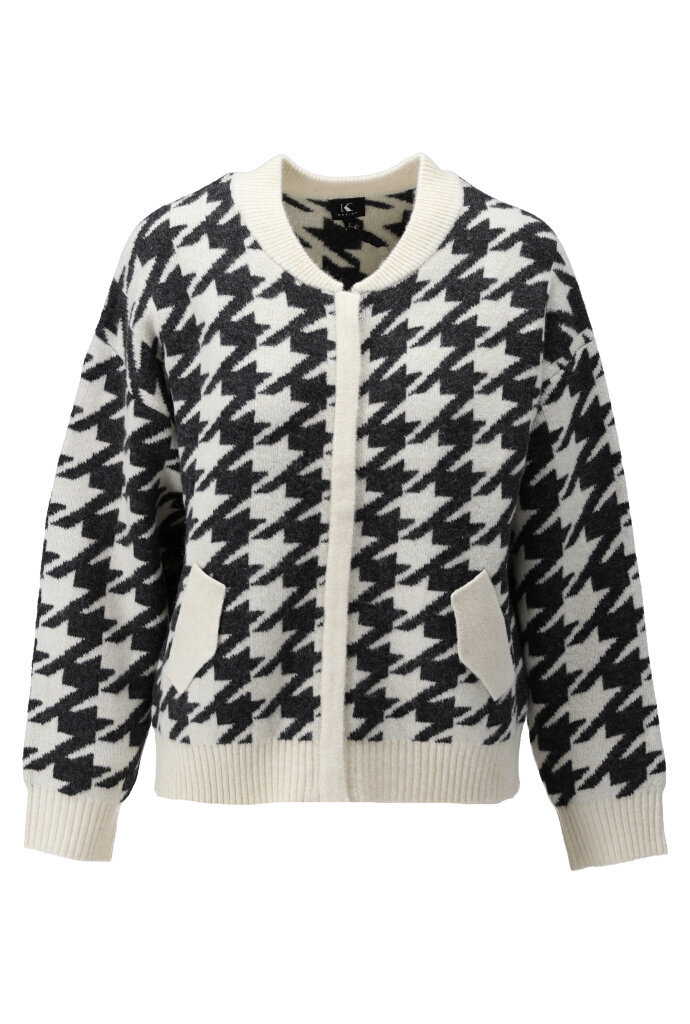 Bomber style cardigan in houndstooth