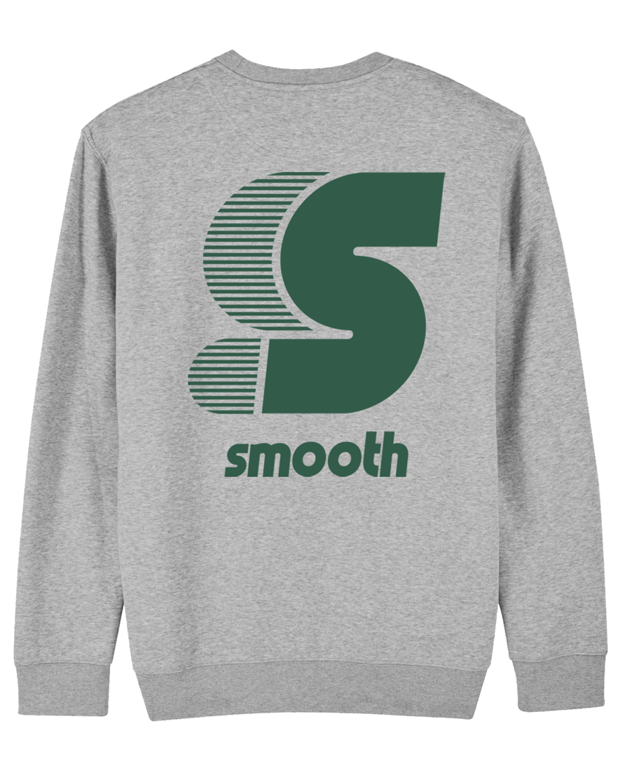 GREY CREW / S STRIPED GREEN FRONT + BACK