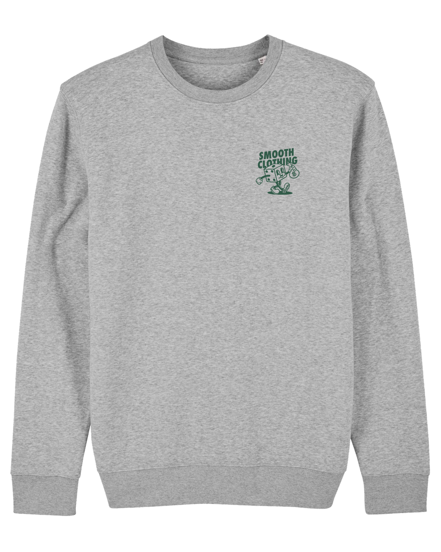 GREY KIDS CREW / DICE GREEN FRONT + BACK