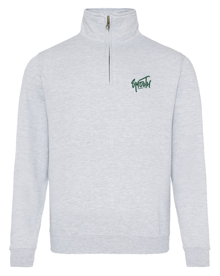 GREY HALF ZIP CREW / DAINTY GREEN FRONT