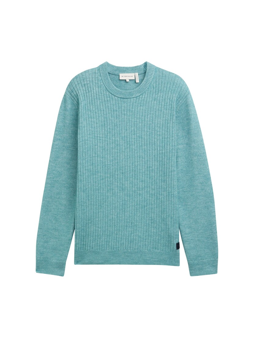 1043346 cosy twotone crewneck knit