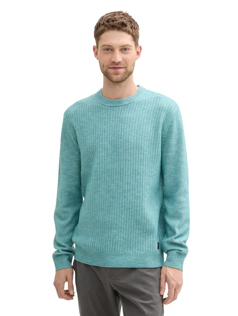 1043346 cosy twotone crewneck knit