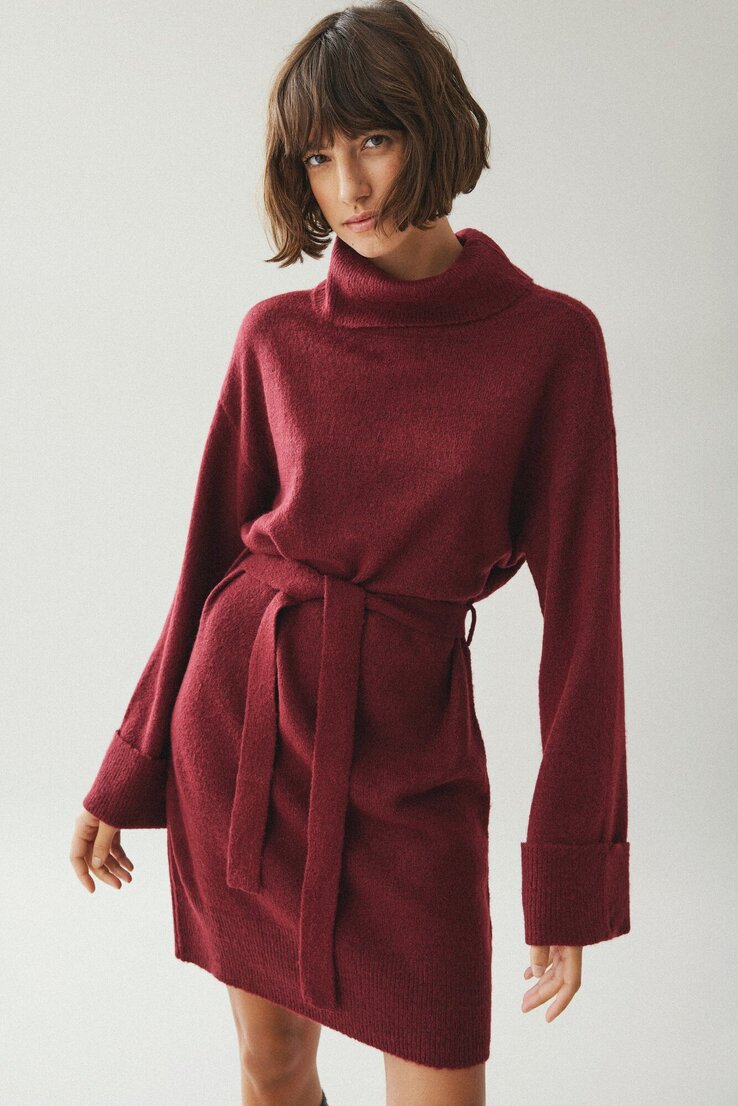 VIROLFIE L/S TIE BELT KNIT DRESS -  NOOS