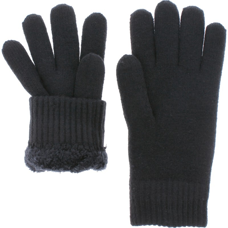 Gants homme en maille unie doublés en teddy plush