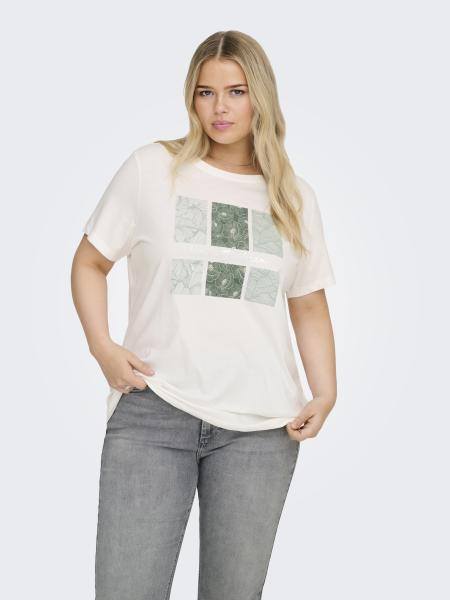 Afbeelding voor product T-shirt van het merk Only Carmakoma in het Ecru